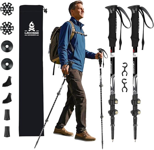 Lightweight Collapsible Trekking Poles for Hiking – 2 Pack Adjustable Hiking Poles, Aluminum Walking Sticks for Skiing, Nordic Walking, Retractable Walking Sticks for Seniors, Women, Men
