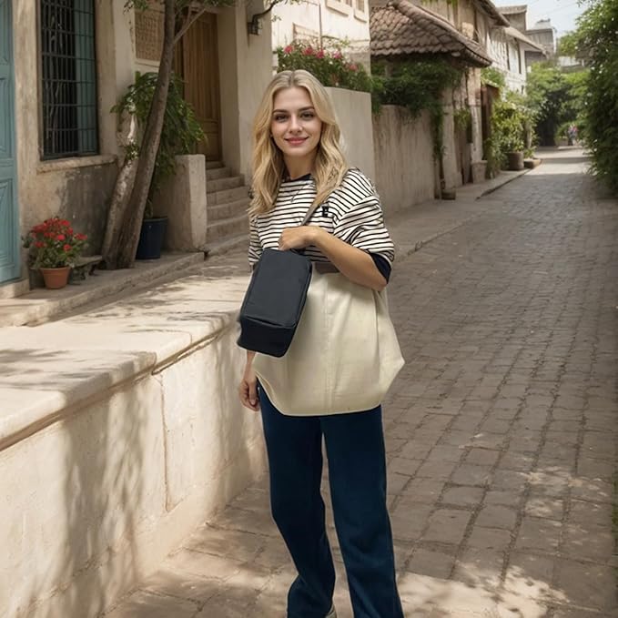 Snack Bags Mini Cooler lunch Bag Freezer Insulated Lunch Box Pouch with Buckle for Adults Work Travel,Black