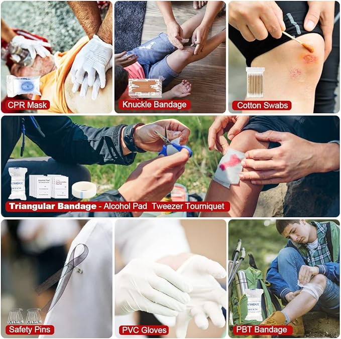 Survival Kits,222 PCS Emergency Survival Gear First Aid Kits with Molle System Compatible Bag Outdoor Camping Gear Emergency Kits for Hunting,Hiking,Fishing, Gifts for Men Women