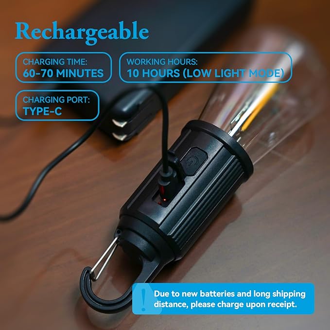 Battery Operated LED Lights - 2W 2700k Soft White, 3 Modes, Hook for Outdoor/Umbrella/Lantern, Waterproof, Portable, 1 Pack