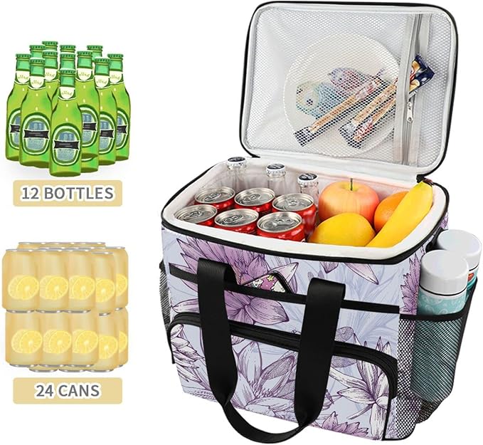 Cooler Bag Insulated Picnic Bag Large Lunch Box Reusable Tote Bag Soft Sided Portable Beach Cooler Grocery Camping