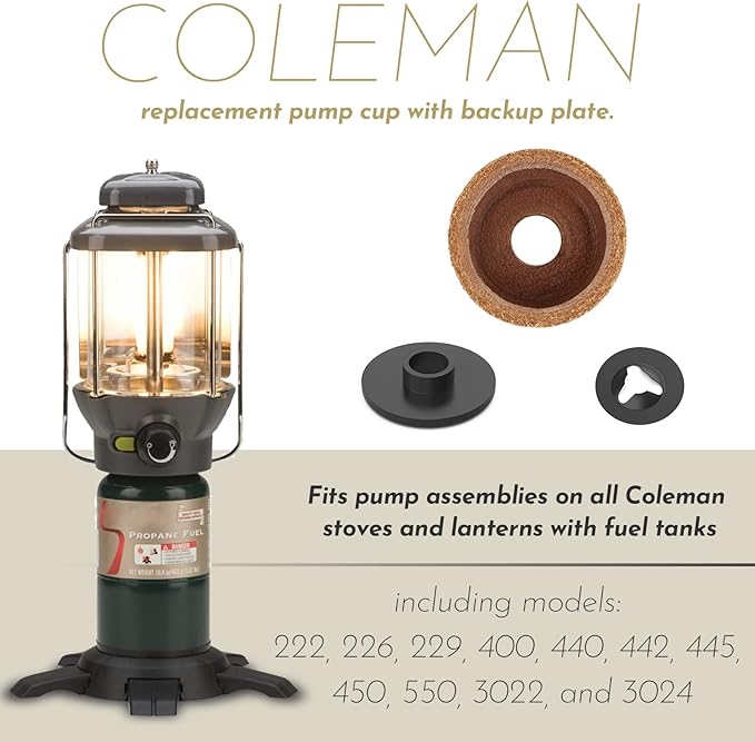 3000005094 For Coleman Lantern Stove Pump Cup Replacement Kit with Leather Pump Cap,Metal Nut and Plastic Cap for Air Seal (Compatible with Coleman Multiple Models)-1 Pack