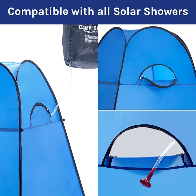 WolfWise Portable Pop Up Privacy Shower Tent, Spacious Changing Room, Dressing Room, Sun Sunshade Canopy Outdoor Rain Shelter, Backpack Privacy Shelters for Camping, Hiking, Beach, Toilet, Large Blue