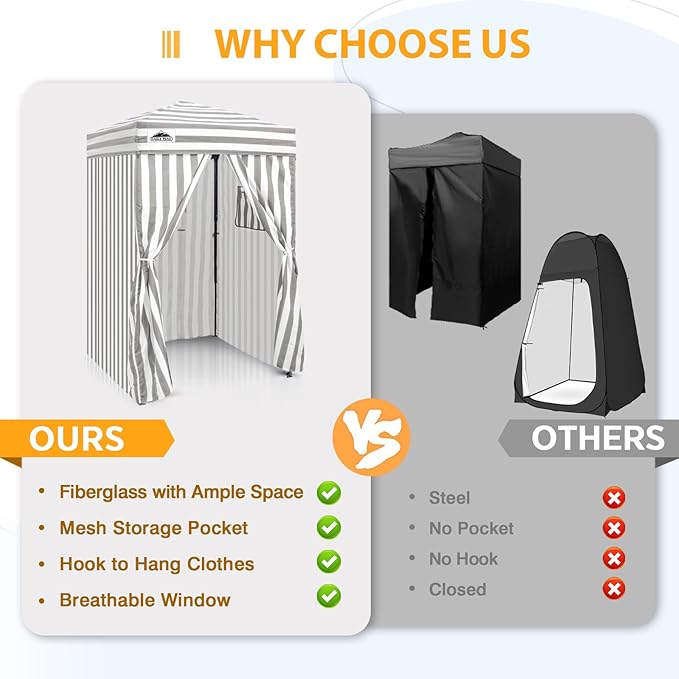 EAGLE PEAK Flex Ultra Compact 4x4 Pop-up Canopy, Sun Shelter, Changing Room, Portable Privacy Canopy Cabana for Pool, Fashion Photoshoots, or Camping, 4x4 ft, Gray/White