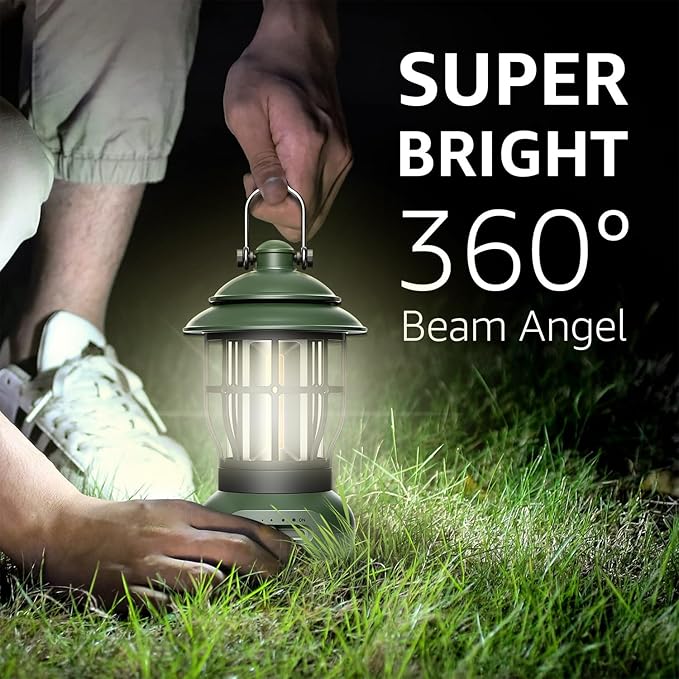 Camping Lamp, COB Lantern for Power Outage, Emergency Supplies, Suitable for Indoor and Outdoor, Portable Lantern, Green