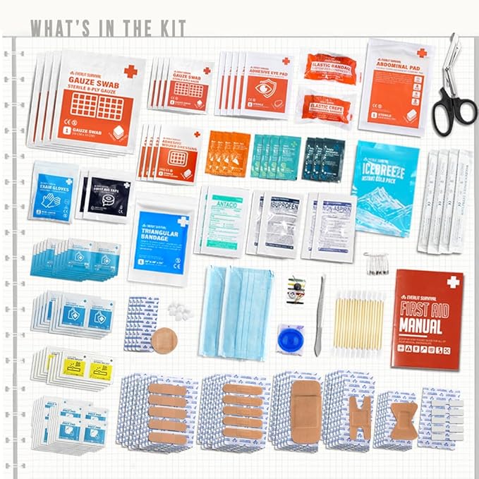 EVERLIT 400 Pcs Emergency First Aid Kit Medical Kit Professional Med Kit Supplies for Preparedness, Survival, Office, School, Home, Disaster, Car, Business, Restaurant