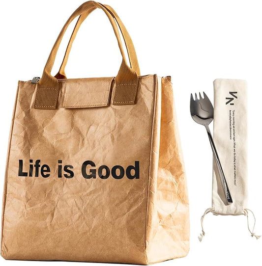 VonNova Insulated Lunch Box for Women, 7L Capacity, Leakproof Lunch Tote Bag, Durable Lunchbox made from Tyvek Material, Adult Cooler Bag for Work, Picnic, Travel and more (Life is Good)