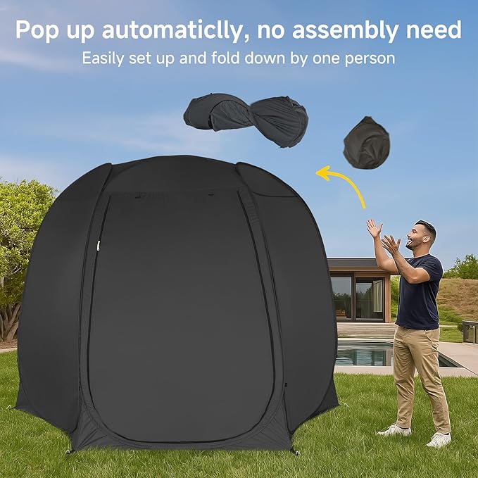 Patio Gazebo Screen House Room, LEEDOR Pop Up Outdoor Gazebo Tent with Roll Up Mosquito Netting, Easy Setup & Waterproof & Sunshade, Suitable for Camping Trip, Backyard, Beach, Picnic - Grey
