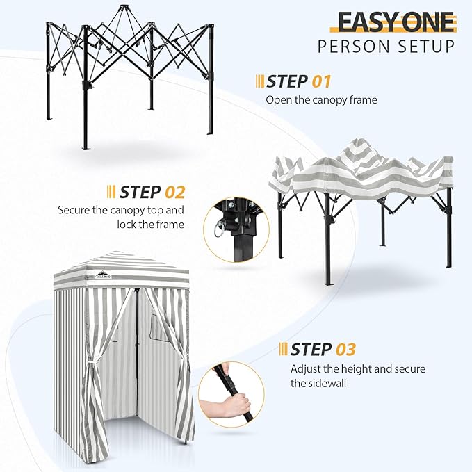 EAGLE PEAK Flex Ultra Compact 4x4 Pop-up Canopy, Sun Shelter, Changing Room, Portable Privacy Canopy Cabana for Pool, Fashion Photoshoots, or Camping, 4x4 ft, Gray/White