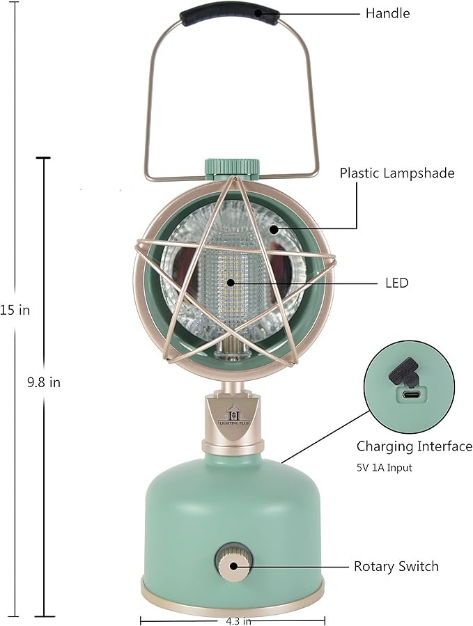 LED Camping Lantern - Battery Powered, Rechargeable Vintage Railroad Lamp, Decorative