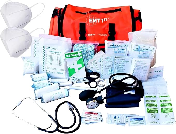 EMT 1st Emergency Responder First Aid Kit | Medical Trauma Bag for Disaster Preparedness | Perfect for Wilderness, Camping, Home, Car, & Office | Our Lightweight Kits Come with 40 Unique Items