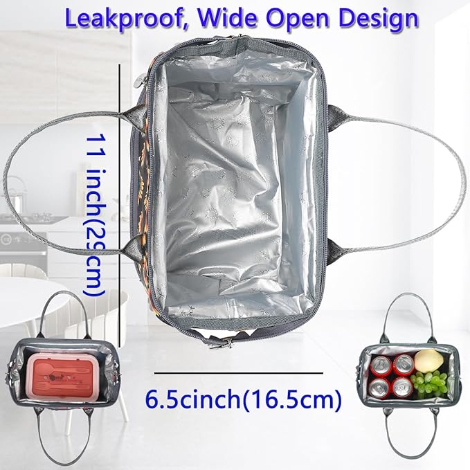 FlowFly Insulated Lunch Bag for Women, Men, Large and Reusable, Handle, Work and Travel Tote and Meal Prep Organizer, SunFlower