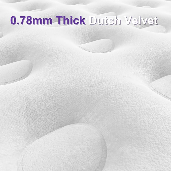 Air Mattress Queen with Built in Wireless Battery Pump,22'' Blow Up Inflatable Air Bed for Camping,Home,Thick Velvet Texture Waterproof,22'' Purple