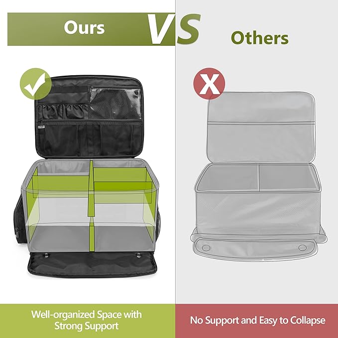 Golf Trunk Organizer Storage with Separate Compartment for 2 Pair Shoes Up to US Mens 16, Golf Car Locker Organizer for Balls, Tees, Clothes, Gloves, Accessories