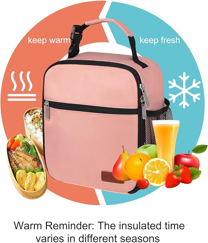 Lunch Box for Men & Women Durable Lunch Bag for Adults Reusable Small Lunchbox Pink