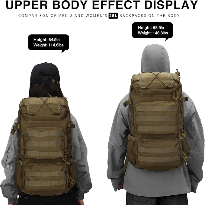 Mardingtop Tactical Backpacks Molle Hiking daypacks for Motorcycle Camping Hiking Military Traveling,25L Backpack