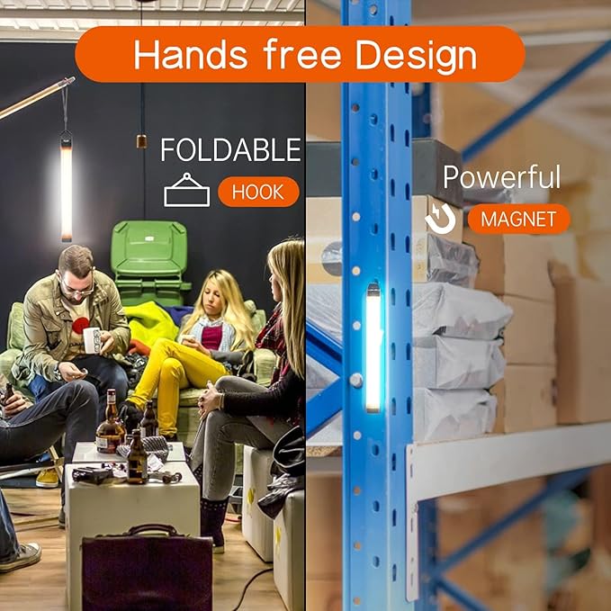 Rechargeable Magnetic Work Light, LETOUR USB Rechargeable LED Camping Light, Multifunctional Camping Flashlight, Portable Waterproof Hanging Magnetic Power Bank for Hiking, Home, Outdoor Night Fishing