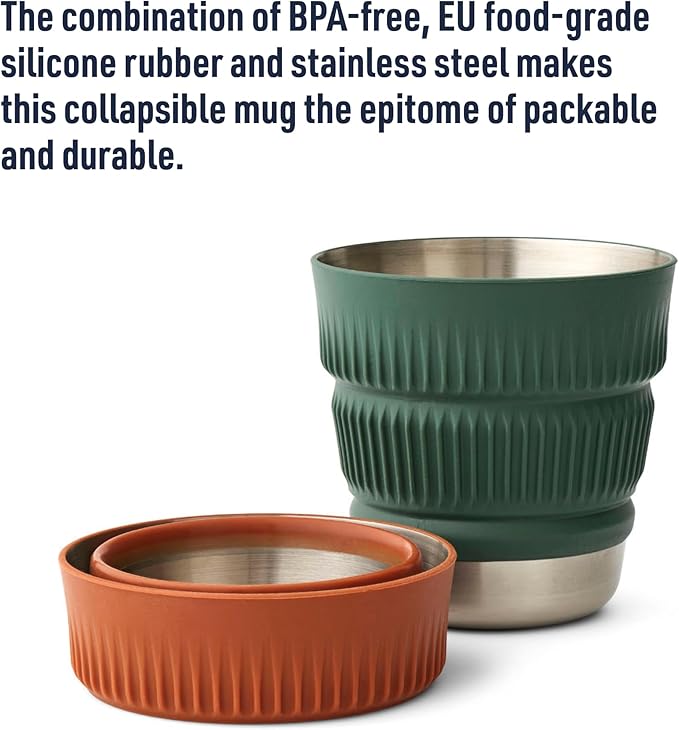 Sea to Summit Detour Stainless Steel Collapsible 16 Ounce Camp Mug, Laurel Wreath Green