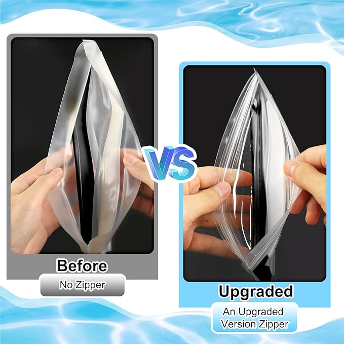 Meetory Clear Waterproof bags Pouch Dry Bags For Camera Mobile Phone Maps Kayak Document Holder,3 Piece Waterproof Plastic Pouch Document Holder Utility Bags for Travel Boating Swimming(Black)