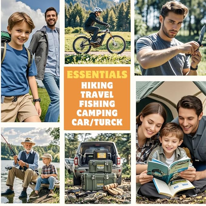 Survival Kit,13 in 1 Survival Gear and Equipment, for Dad, First Aid Kit with Survival Bracelets Emergency Blanket Tactical Flashlight for Camping Adventures