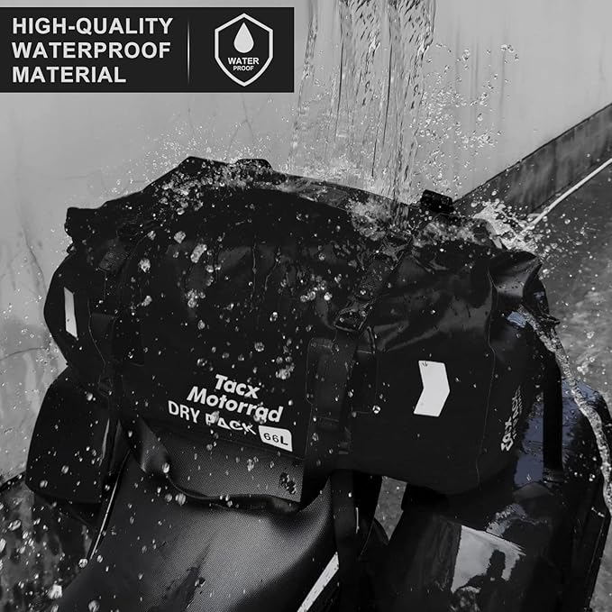 Waterproof Duffel Bag for Men/Women, Roll-top Dry Backpack Duffel Bag with Quick-fixed Straps, Motorcycle Tail Saddle Bag for Motorcycling, Rafting, Boating, Kayaking, Travel, 48L-Black