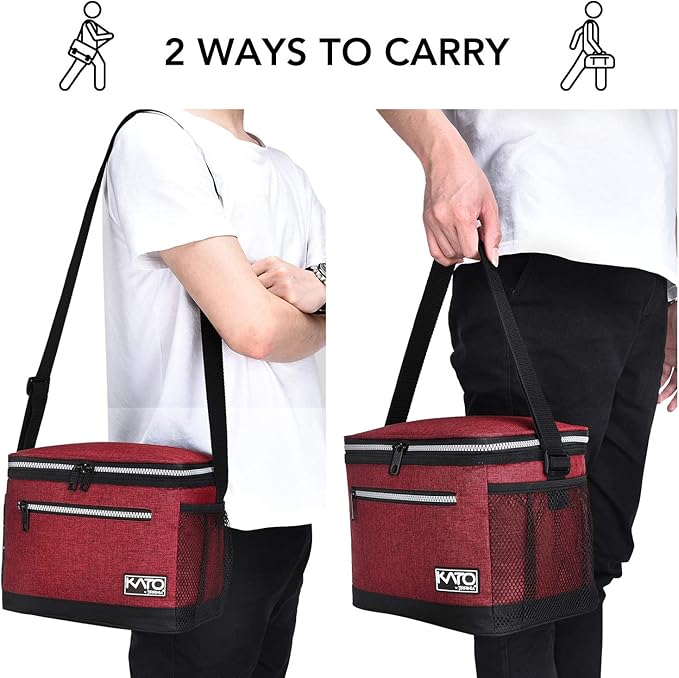 Tirrinia Insulated Lunch Box for Men/Women, Leakproof Thermal Lunch Bag for Office Picnic Work Beach Camping,Reusable Lunch Cooler Tote for Adult, Red