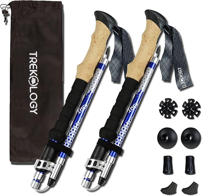 Trekology Trek-Z Collapsible Hiking & Trekking Poles - Balance Support for Seniors, Women, and Men, 2pc Per Set