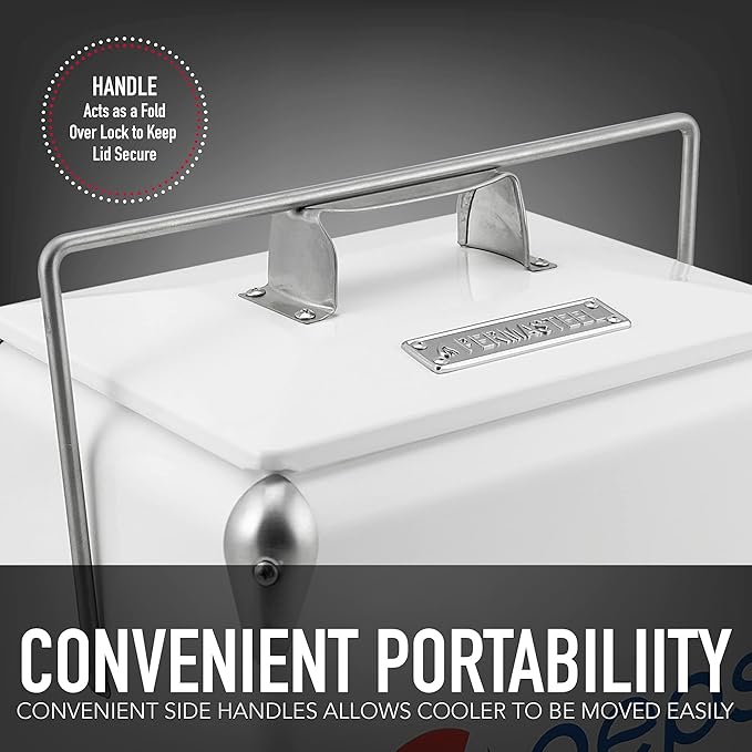 Permasteel PS-A205-14PE-WT Picnic Cooler, 14 Quart, Pepsi White