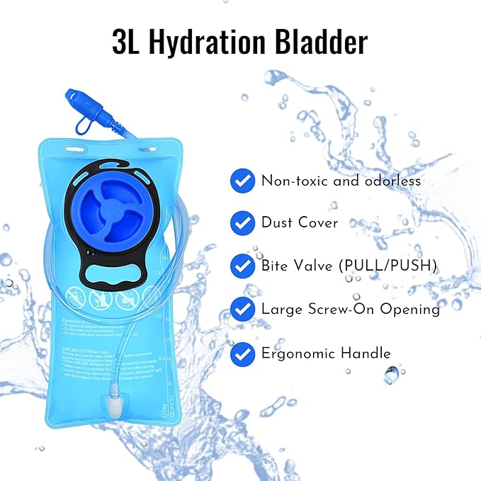 Zavothy 18L Hydration Backpack with 3L Water Bladder – Waterproof Hiking Pack with Insulated Bladder Compartment, Hidden Helmet Holder & Rain Cover – for Running, Cycling, and Camping