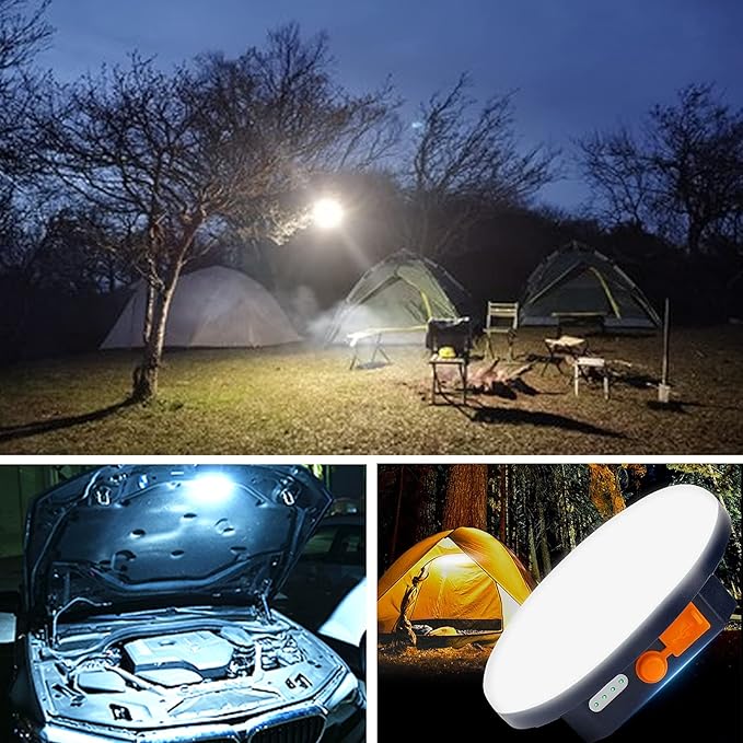 2pcs 10000mAh Rechargeable 3000LM Tent Light Camping Light, 6500K 24Hours Long Play Time , Outdoor Night Market Light Night Fishing Light Emergency Lights for Hurricane Tsunami disasters(30W(2pcs))