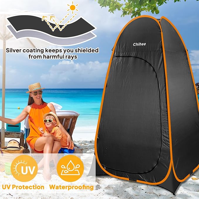 Chihee Outdoor Privacy Shelter Pop Up Camping Bathroom Tent Pod Portable Changing 1 Room Instant Camp Toilet Stall Shower Tents Dressing Room Foldable with Cover Floor Carry Bag Hiking Fishing