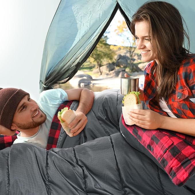 Flannel Sleeping Bag 0 Degree Cold Weather for Adults XXL Sleeping Bag 4 Season Big and Tall with Compression Sack