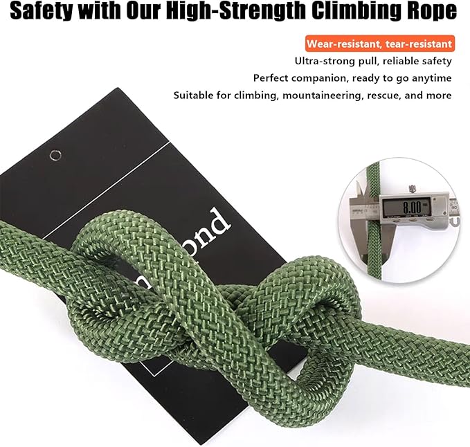 Climbing Rope Built in Steel Wire Static Rock Climbing Rope for Escape Rope Ice Climbing Equipment Fire Rescue Parachute(32 ft)