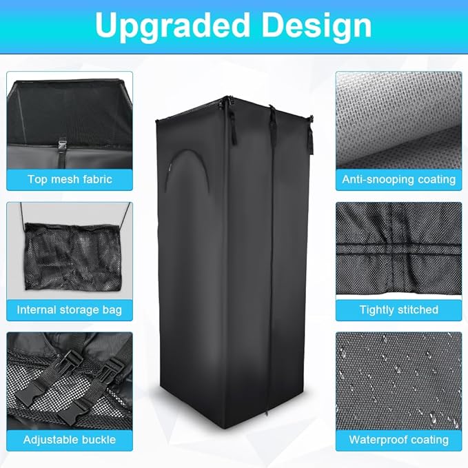 Pontoon Boat Privacy Tent Boats Curtain Adjustable Hanging Install Under Bimini Top 72" H 30" L 27" W Waterproof Portable Changing with Storage Bag