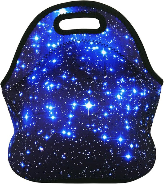 Violet Mist Galaxy Neoprene Lunch Bag for Women Men Insulated Lunch bag Tote Reusable Thermal Lunch Lunchbags Zipper for Adult Work Travel Picnic Thanksgiving Christmas Gift