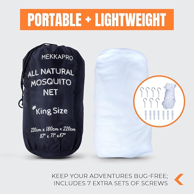 MEKKAPRO Ultra Large Mosquito Net with Carry Bag, Large 2 Openings Netting Curtains | Camping, Bedding, Patio | Carrying Pouch and Hanging Kit