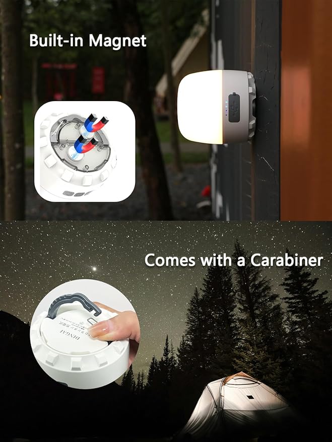 LED Camping Lantern Rechargeable, 8000mAh Battery, 4 Light Modes, Dimmable, Waterproof, 16H Runtime, Memory Function, Emergency Light for Power Outages, Hurricane, Camping, Hiking, Home Use