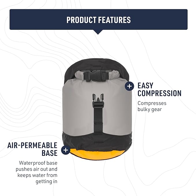 Sea to Summit eVac Ultra-Lightweight Compression Dry Bag, Waterproof Dry Storage, 3 Liter, High Rise Grey