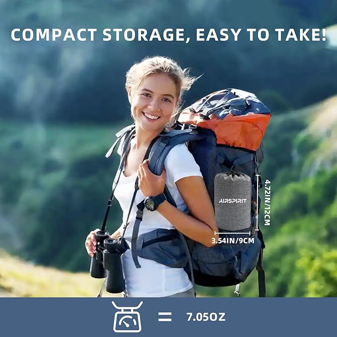 Inflatable Camping Pillow Ultralight Adjustable Firmness, TPU Travel Pillow for Neck & Lumbar Support, Hiking, Backpacking, Airplane, Car Travel & Beach with Removable Washable Cover (Blue)