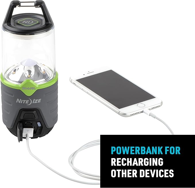 Nite Ize Radiant 314 Rechargeable LED Lantern - Weather & Impact Resistant Light with Power Bank - Rechargeable Lantern for Camping & Hiking Gear