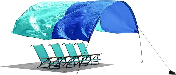 Shibumi Shade®, World's Best Beach Shade, The Original Wind-Powered® Beach Canopy, Provides 150 Sq. Ft. of Shade, Compact & Easy to Carry, Sets up in 3 Minutes, Wind Assist Included