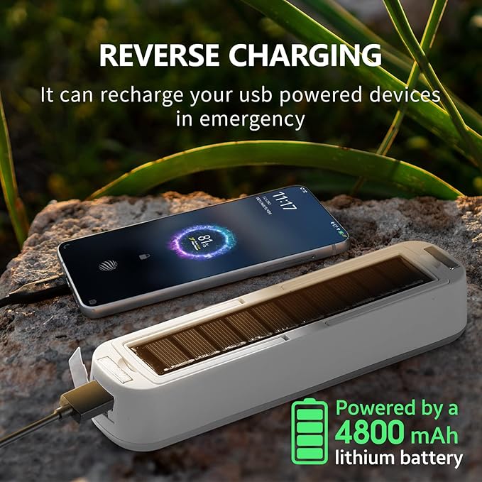 Solar Rechargeable Camping Lantern, 4800mAh Power Bank, 1500 Lumens, 4 Light Modes LED Lantern for Car, Home, Outage, Attic, Garage, Backyard and More (White × 1pcs)