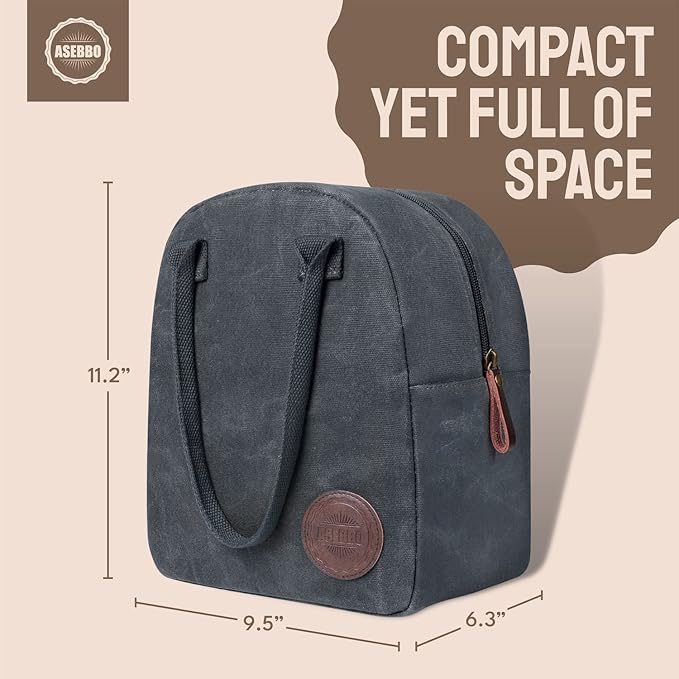 Lunch Tote Bag Box for Professional Women Men Reusable Insulated, Leakproof Waterproof Thermal Cooler Food Handbags High Capacity for Travel Work Picnic (Elegant Gray)