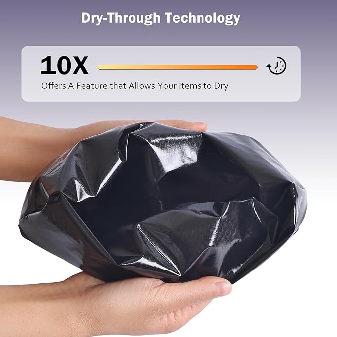 Waterproof Wet Bag for Swimsuit, Black Swim Bag for Beach Vacation Wet Clothes, Dry Bag for Camping Kayaking Boat Travel, Soap Travel Case, Black Band