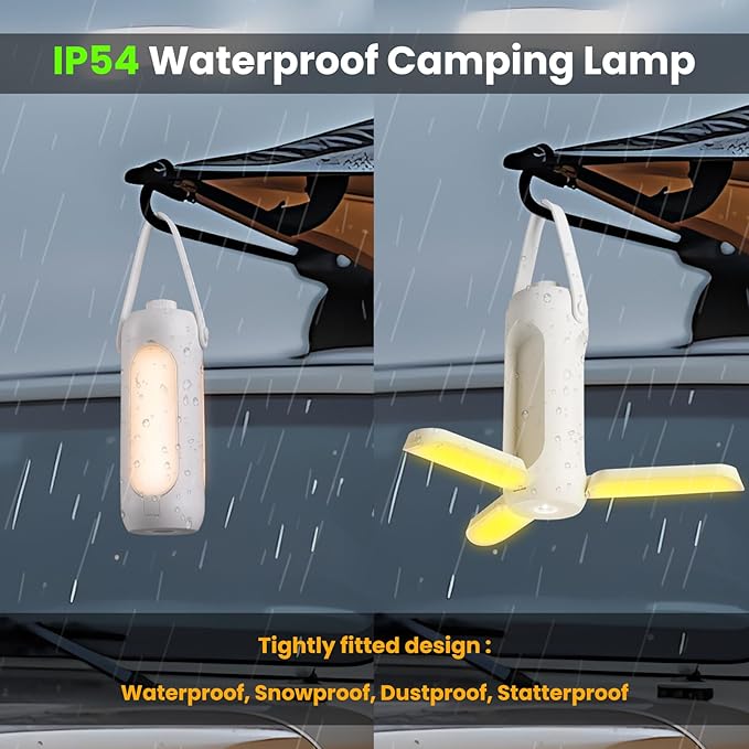 4-in-1 Multifunctional Camping Lantern, 10000mAh Rechargeable Power Bank, SOS Red Flashlight, 360° Expandable LED Light for Hiking, Fishing, Emergency, Outdoor Adventure