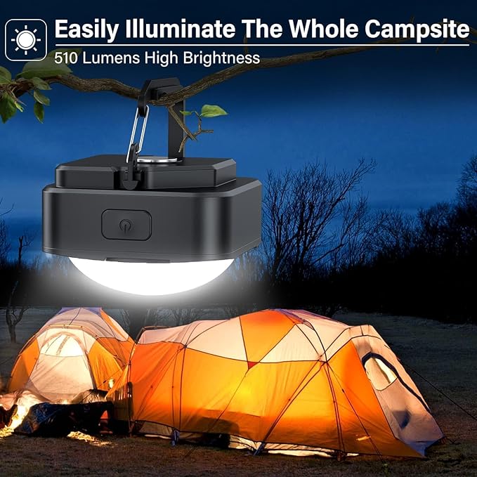 Rechargeable Camping Lights FLY2SKY 3Pcs Black Tent Lights Mini Flashlight Portable LED Camping Lantern Survival Gear Camping Accessories for Hiking Backpacking Fishing Hurricane Emergency Outage