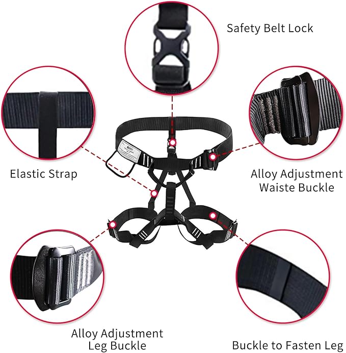 NewDoar Climbing Harness, Mountaineering Rock Climbing Harness, Half Body Harness for Rappelling Fire Rescuing Tree Climbing