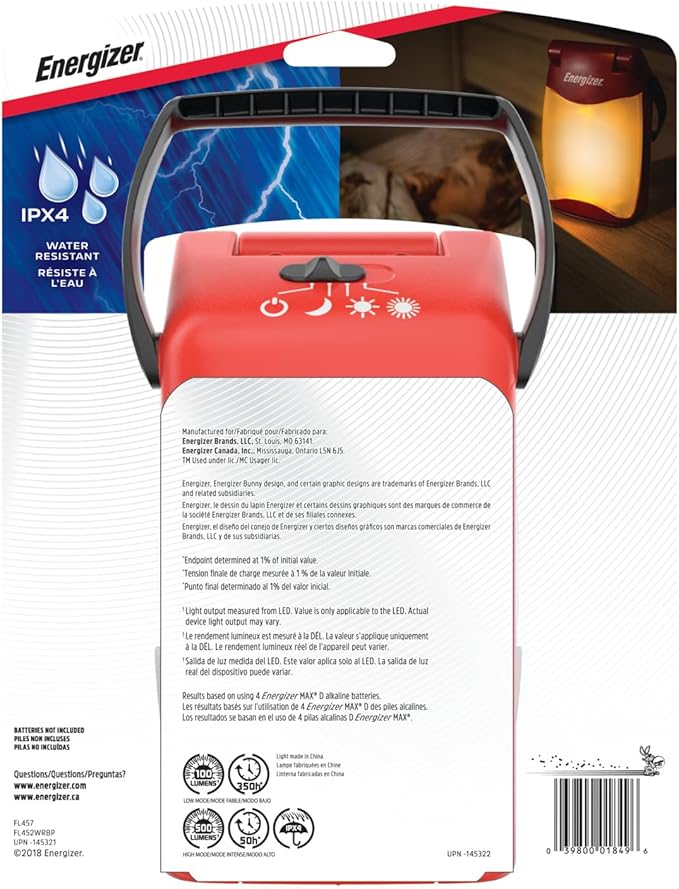 Energizer Folding LED Camping Lantern, IPX4 Water Resistant Lanterns for Camping, Fishing, Outdoors, Power Outage, Compact and Portable Tent Lights