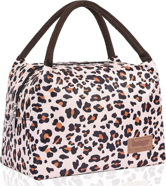 Buringer Insulated Lunch Bag Lunch Box for Women Men Adult Lunch Tote for Work Picnic Travel (Leopard Print)