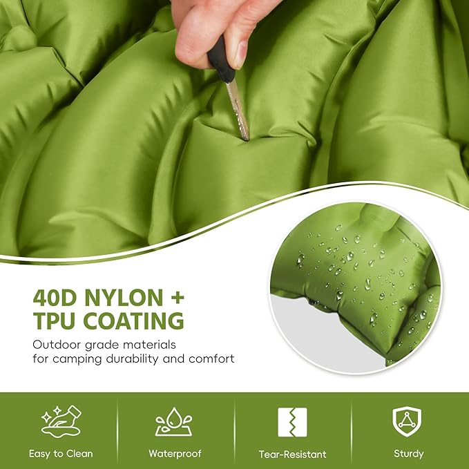 Sleeping Pad for Camping -Ultralight Inflatable Sleeping Mat with Pillow, Built-in Foot Pump, Compact & Lightweight Camping Mattress Pad for Camp, Backpacking, Hiking, Travel Tent